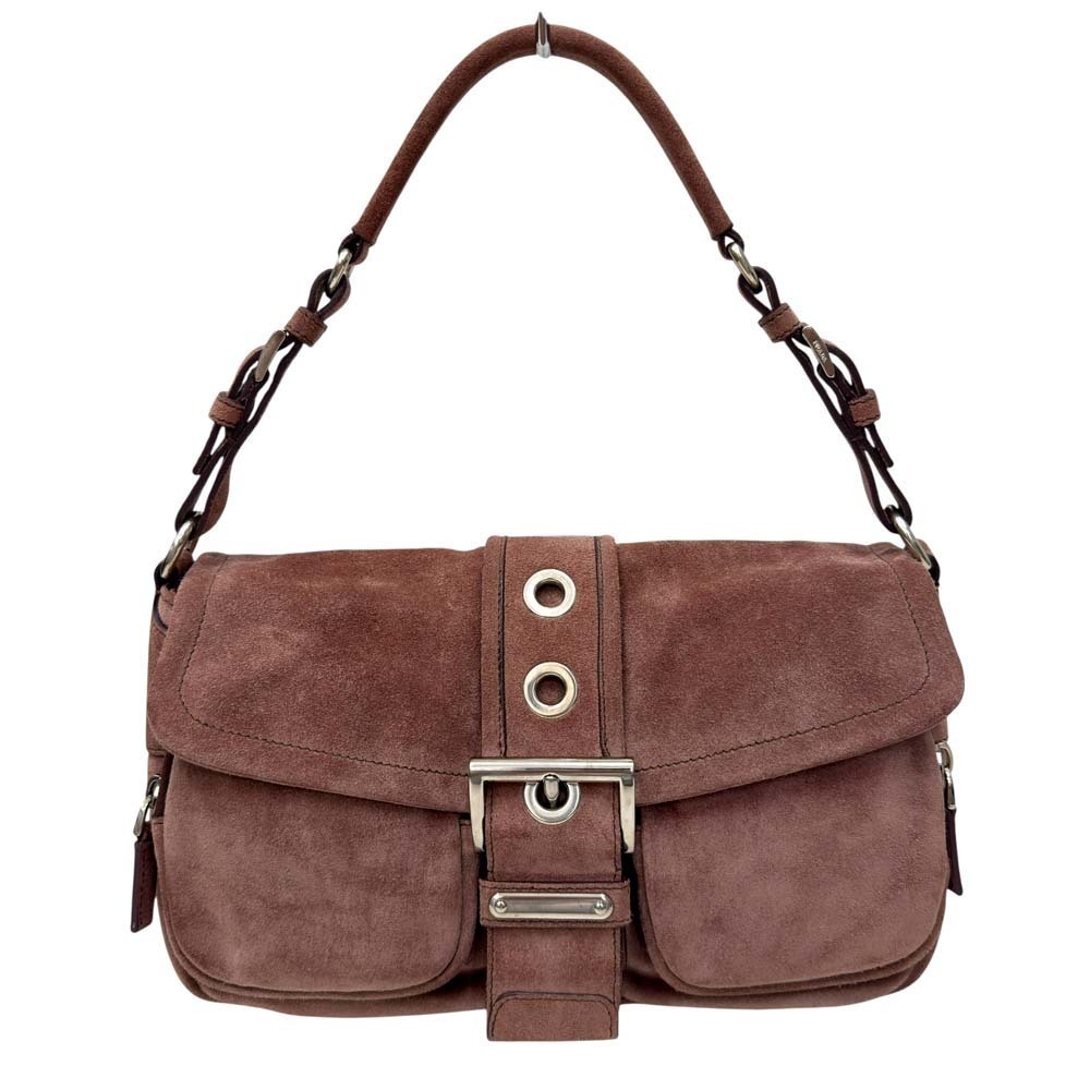 Prada Maroon Reddish brown Suede Handbag